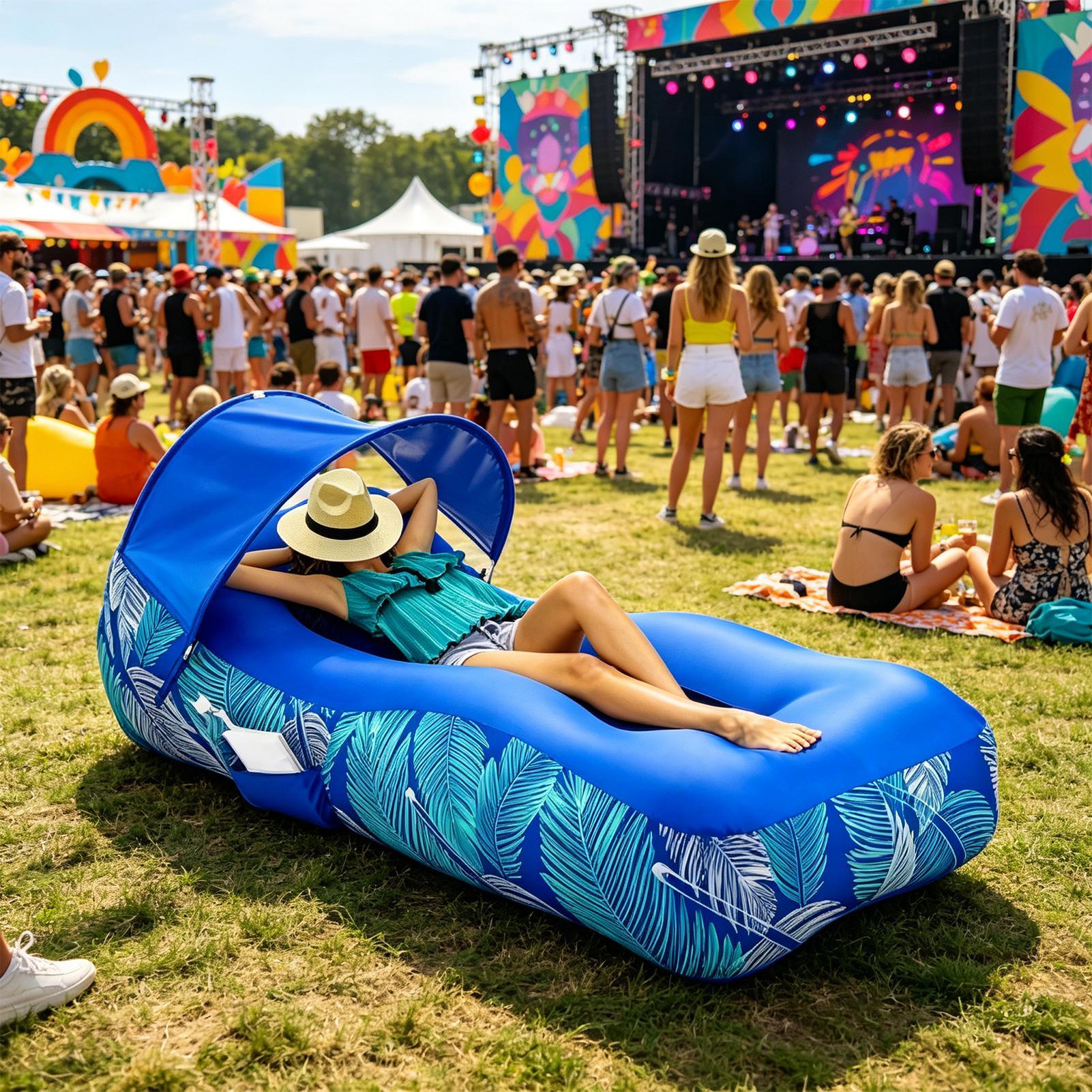 Inflatable Lounger with Sunsha - Outdoor Camping Canopy 评论和价格