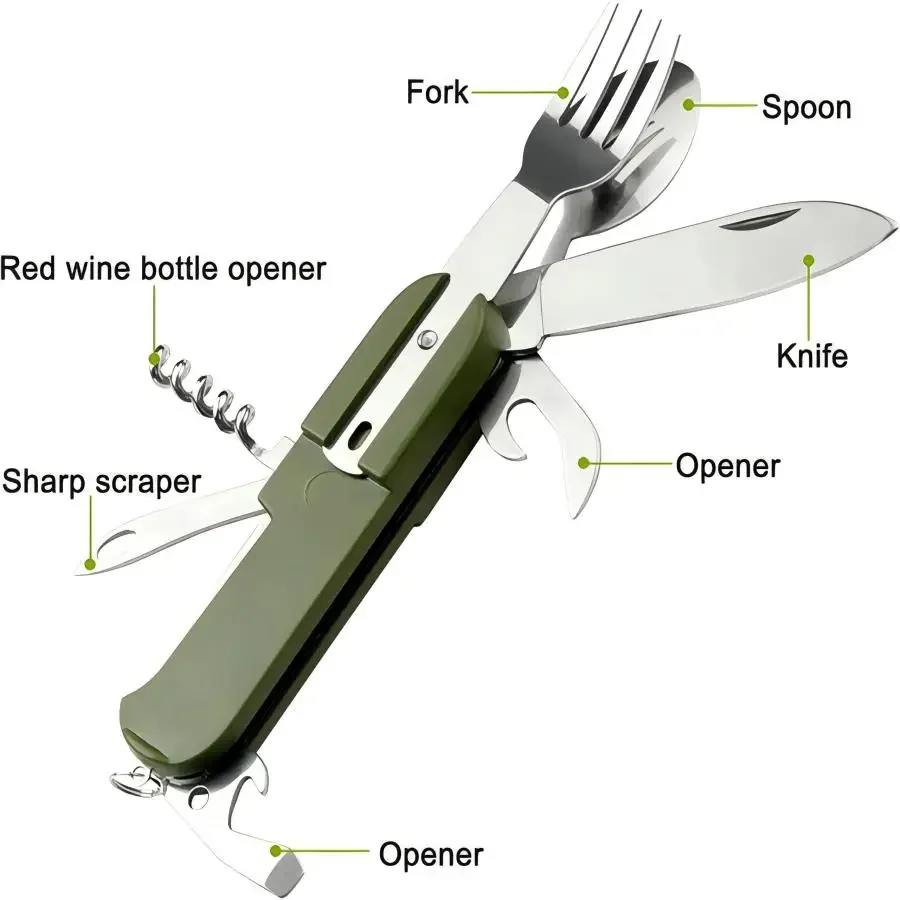 Camping Gear 5-in-1 Stainless  - Camp Utensil Set 评论和价格