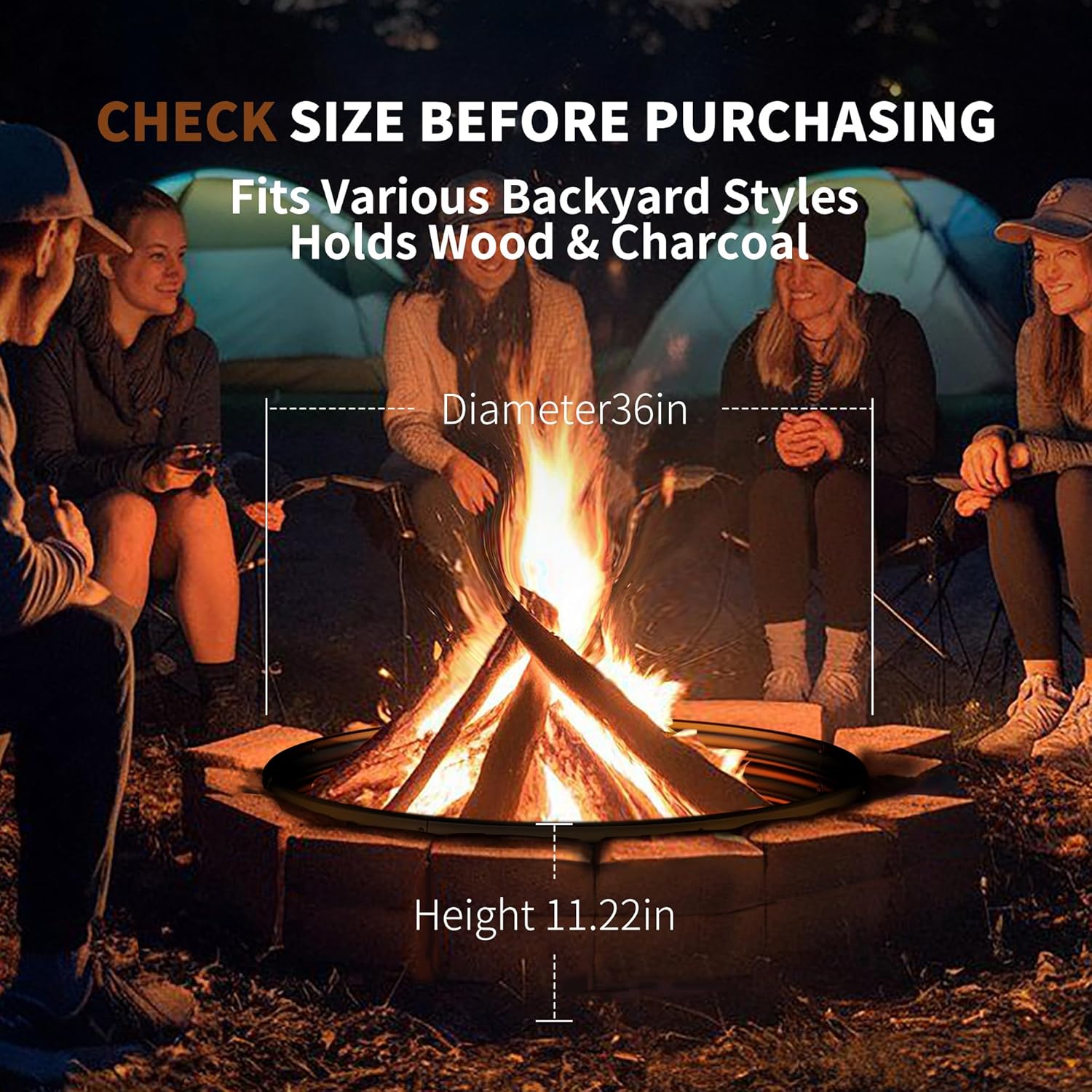 36 Inch Heavy Duty Fire Pit Ri - Outdoor Camping Fire 评论和价格